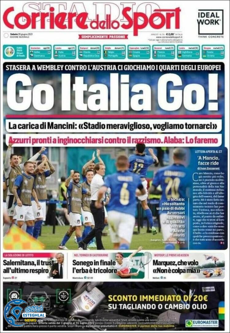 روزنامه ورزشی کوریره دلو اسپورت شنبه 5 تیر 1400