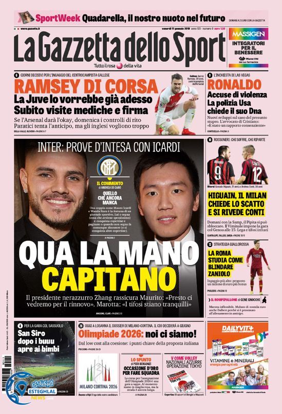 روزنامه ورزشی گاتزتا دلو اسپورت جمعه 21 دی 1397