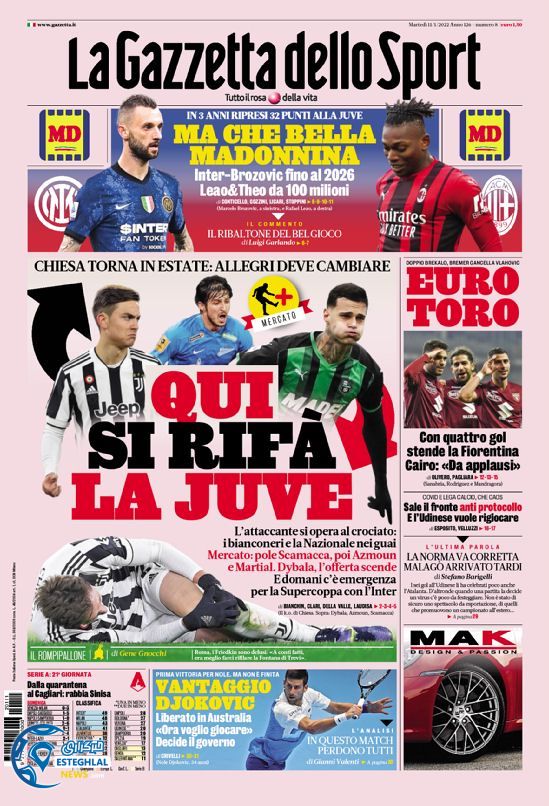 روزنامه ورزشی گاتزتا دلو اسپورت سه شنبه 21 دی 1400