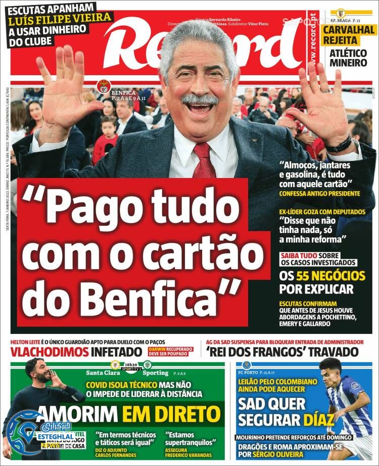 روزنامه ورزشی رکورد جمعه 17 دی 1400