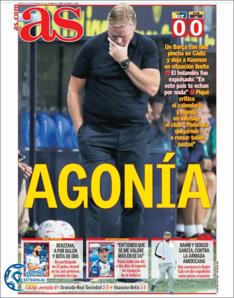 روزنامه ورزشی آ اس جمعه 2 مهر 1400