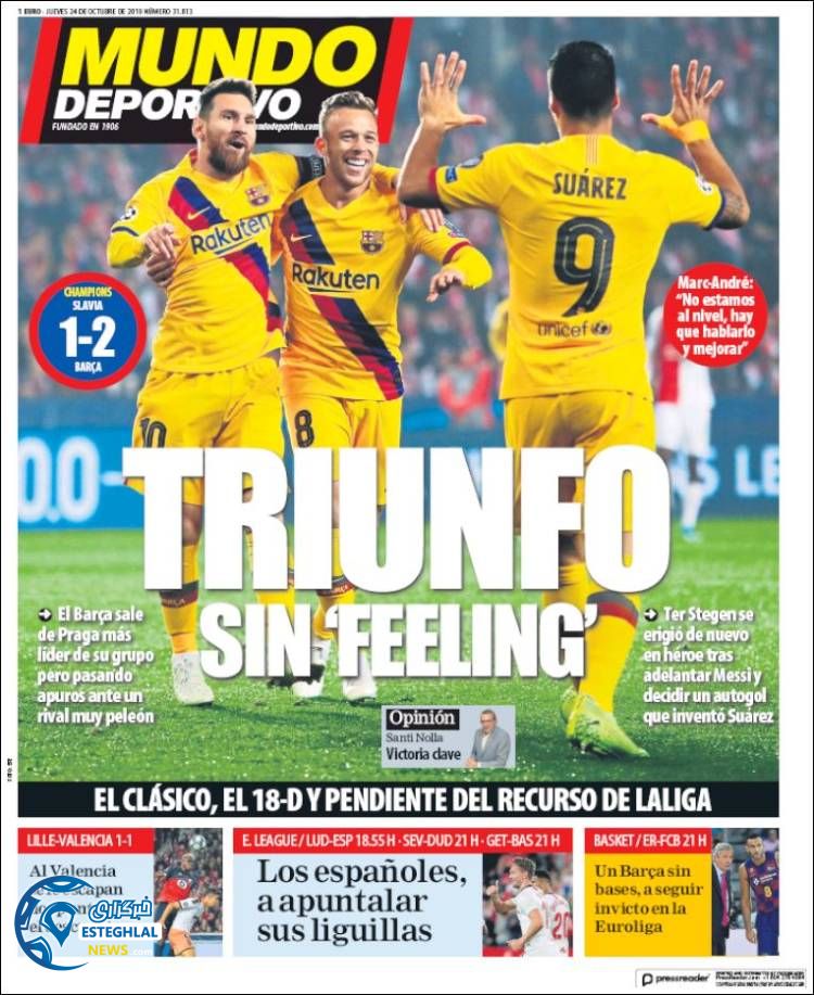 روزنامه ورزشی موندو دپورتیوو پنجشنبه 2 آبان 1398