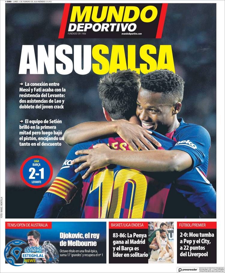 روزنامه ورزشی موندو دپورتیوو دوشنبه 14 بهمن 1398