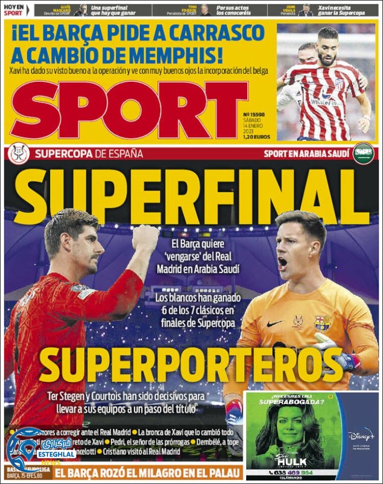 روزنامه ورزشی اسپورت شنبه 24 دی 1401 