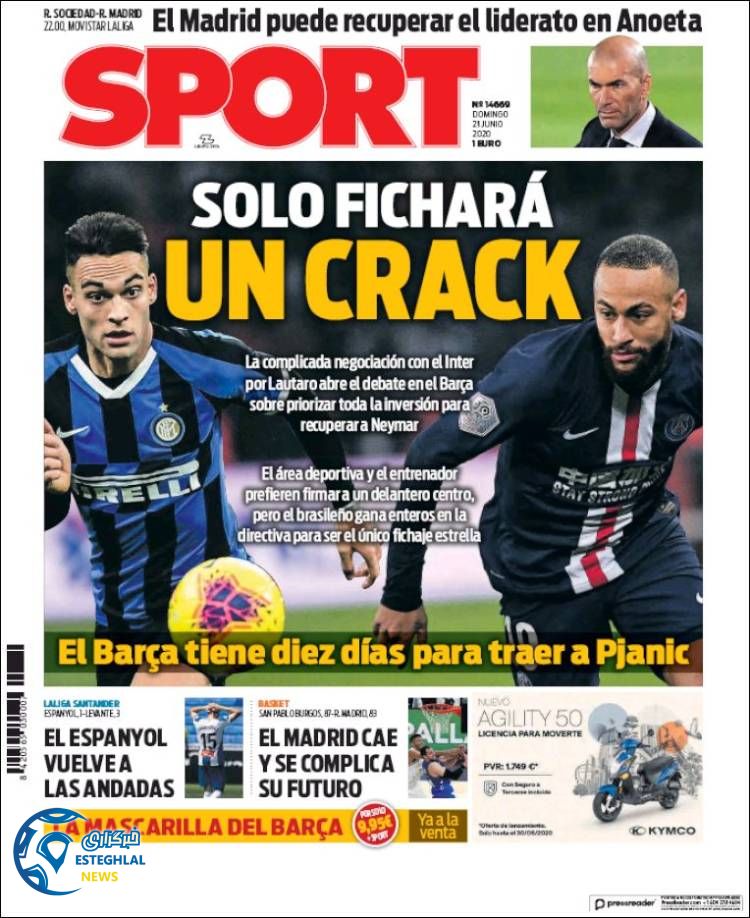 روزنامه ورزشی اسپورت یکشنبه 1 تیر 1399