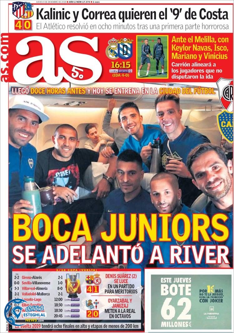 روزنامه ورزشی آ اس پنجشنبه 15 آذر 1397