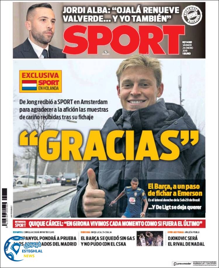 روزنامه ورزشی اسپورت شنبه 6 بهمن 1397