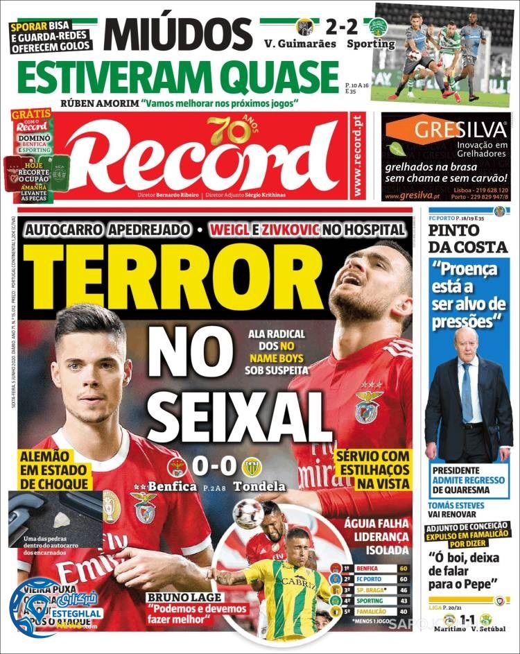 روزنامه ورزشی رکورد جمعه 16 خرداد 1399