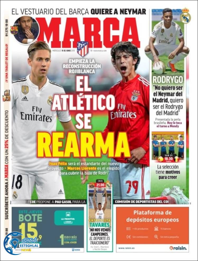 روزنامه ورزشی مارکا چهارشنبه 29 خرداد 1398