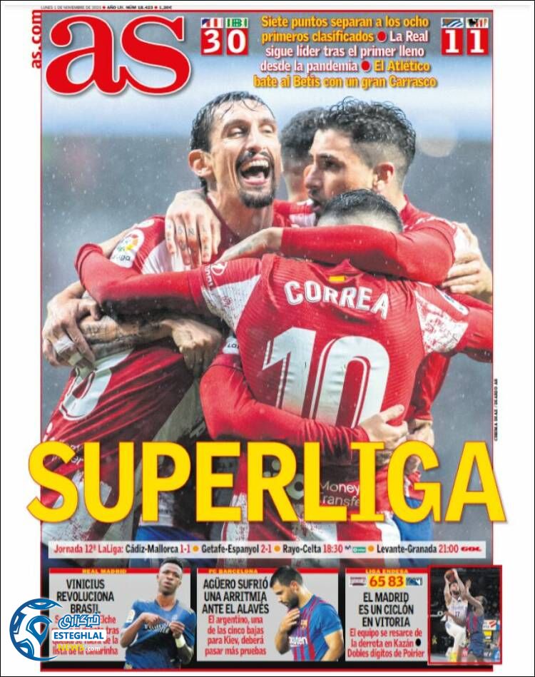 روزنامه ورزشی آ اس دوشنبه 10 آبان 1400