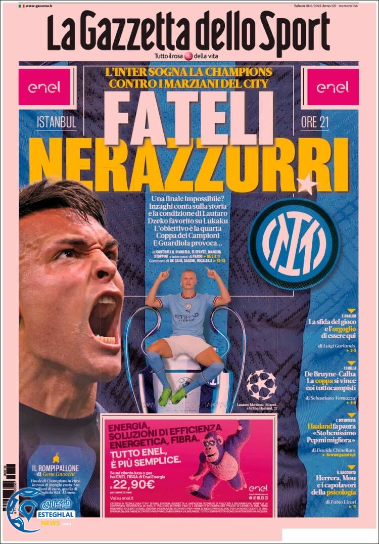 روزنامه ورزشی گاتزتا دلو اسپورت شنبه 20 خرداد 1402 