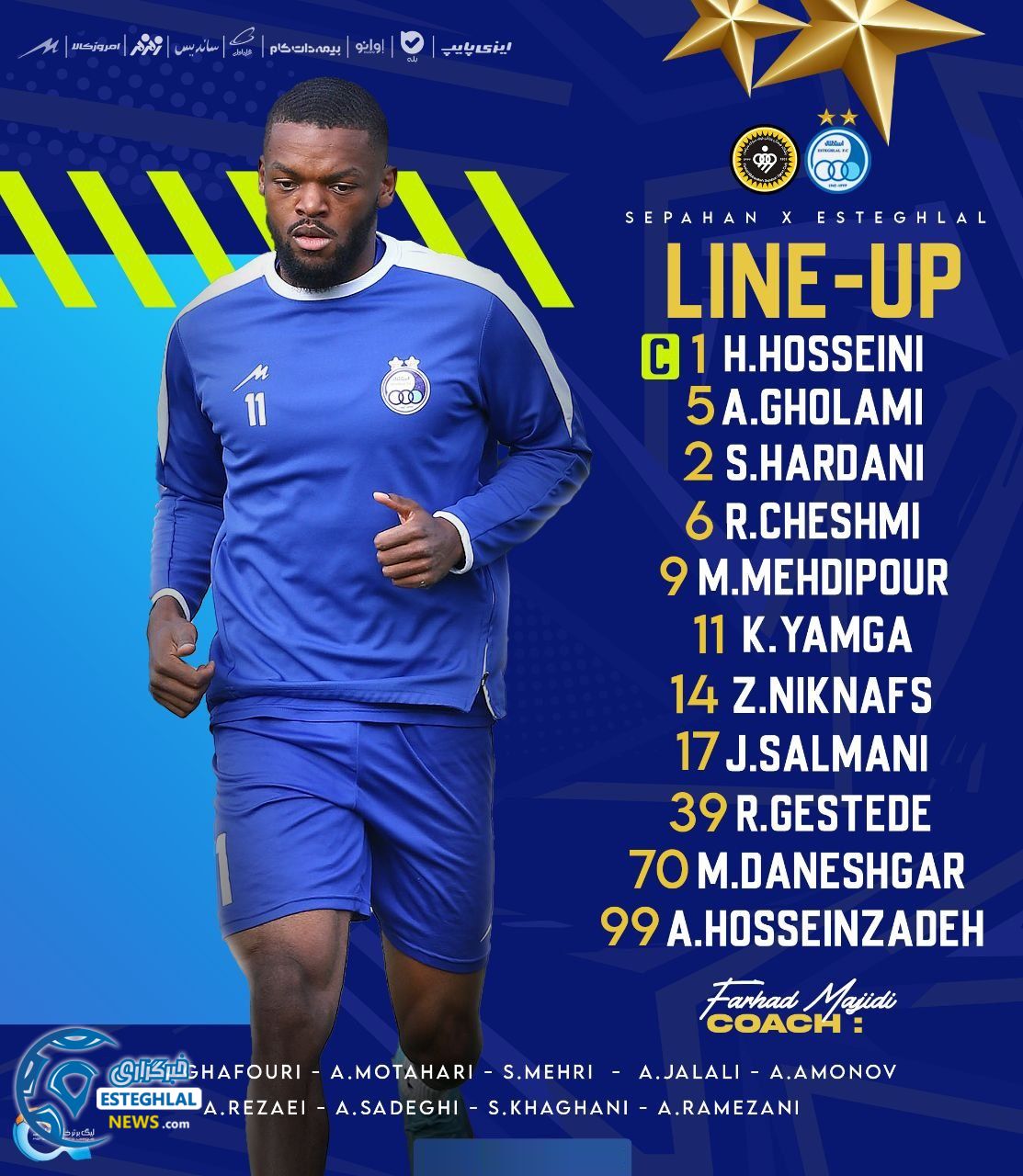 ترکیب استقلال مقابل سپاهان