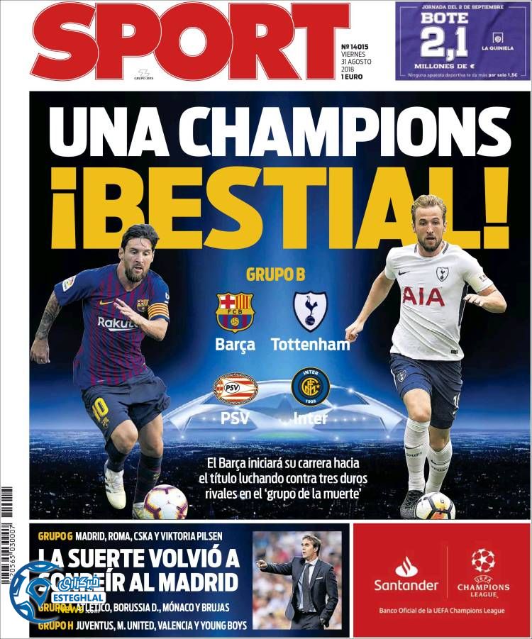 روزنامه ورزشی اسپورت جمعه 9 شهریور 1397