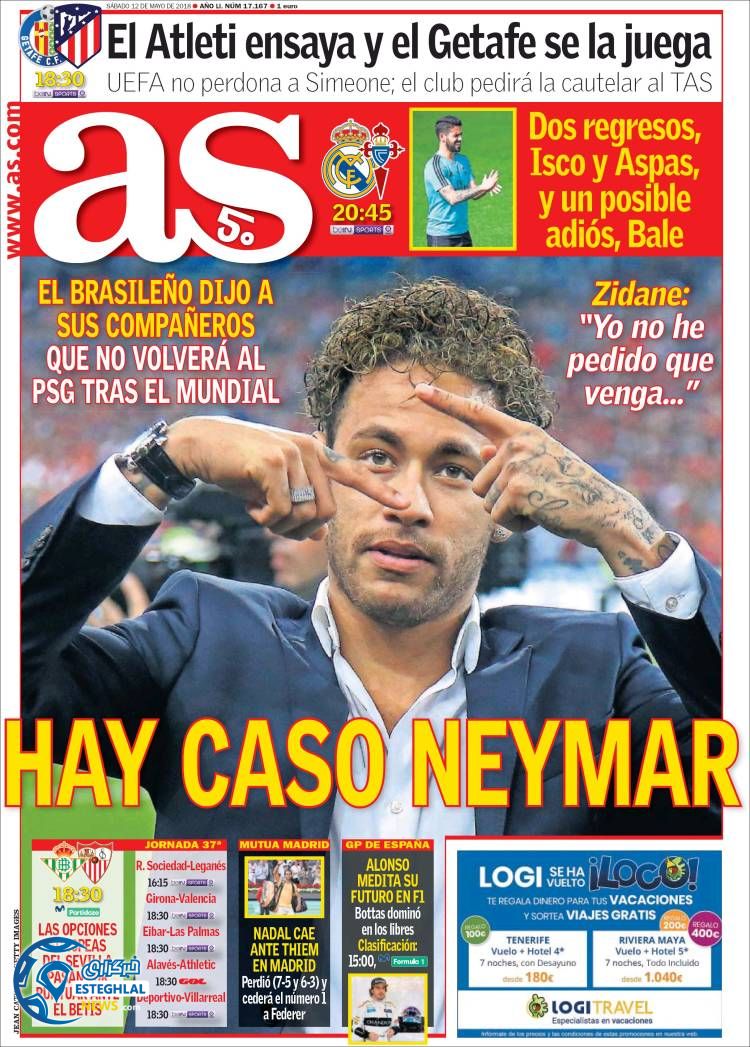 روزنامه ورزشی آ اس شنبه 22 اردیبهشت 1397