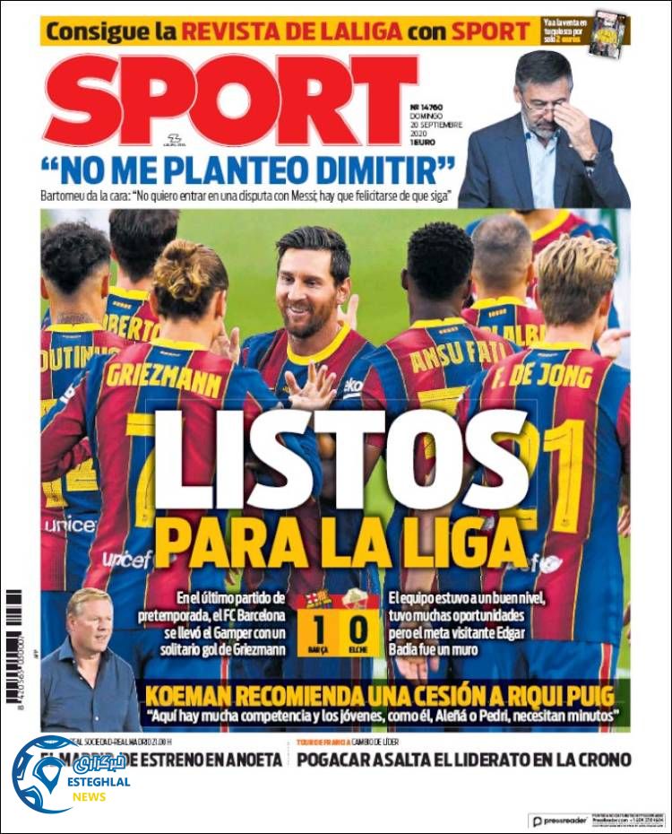 روزنامه ورزشی اسپورت یکشنبه 30 شهریور 1399