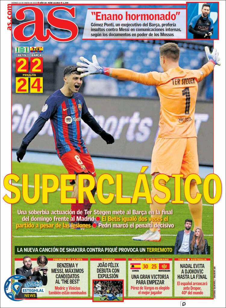 روزنامه ورزشی آ اس جمعه 23 دی 1401