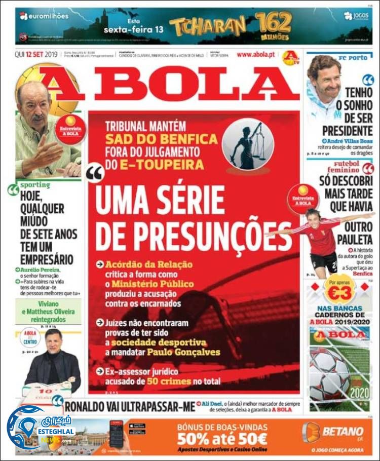 روزنامه ورزشی آبولا پنجشنبه 21 شهریور 1398