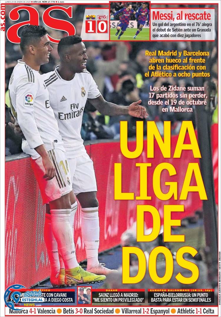 روزنامه ورزشی آاس دوشنبه 30 دی 1398