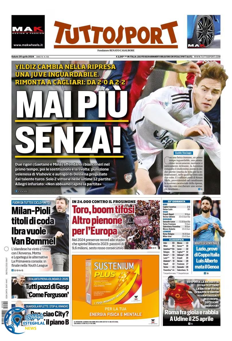 روزنامه ورزشی توتو اسپورت شنبه 1 اردیبهشت 1403 