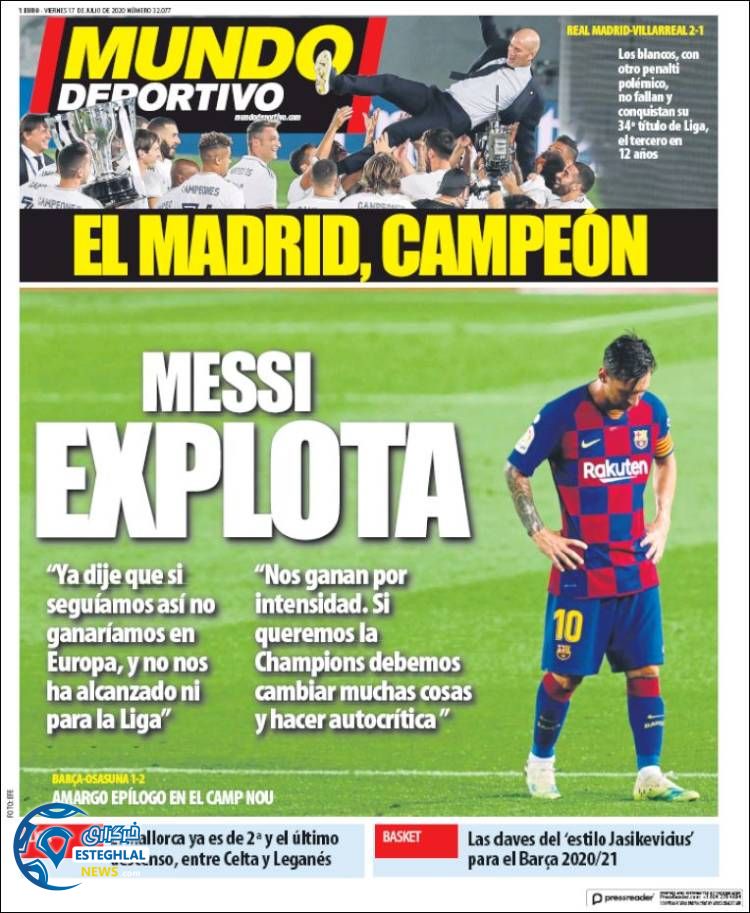 روزنامه ورزشی موندو دپورتیوو جمعه 27 تیر 1399 