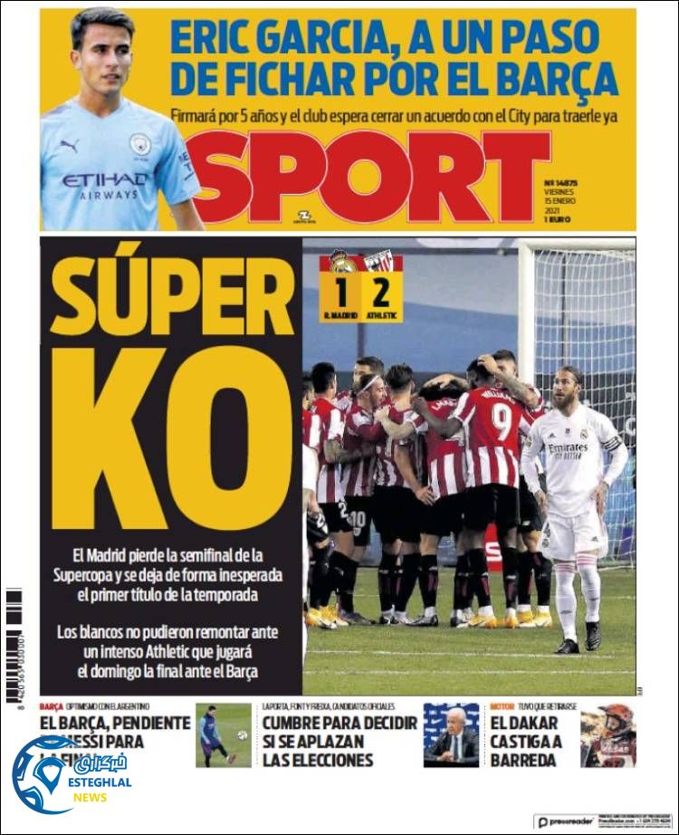 روزنامه ورزشی اسپورت جمعه 26 دی 1399