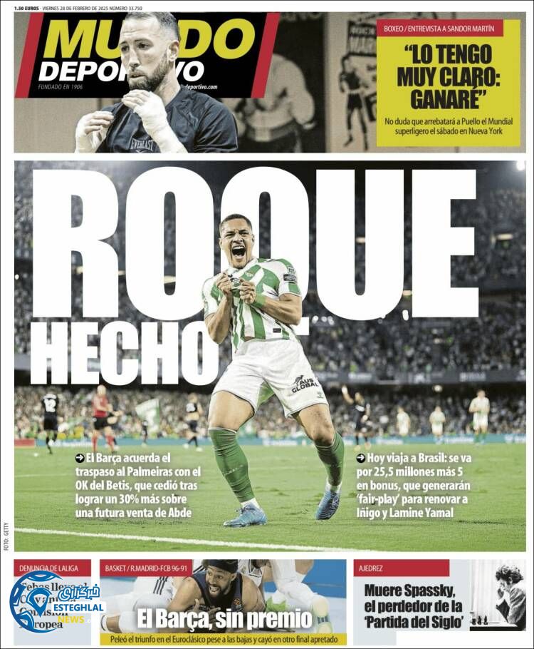 روزنامه ورزشی موندو دپورتیوو جمعه 10 اسفند 1403 