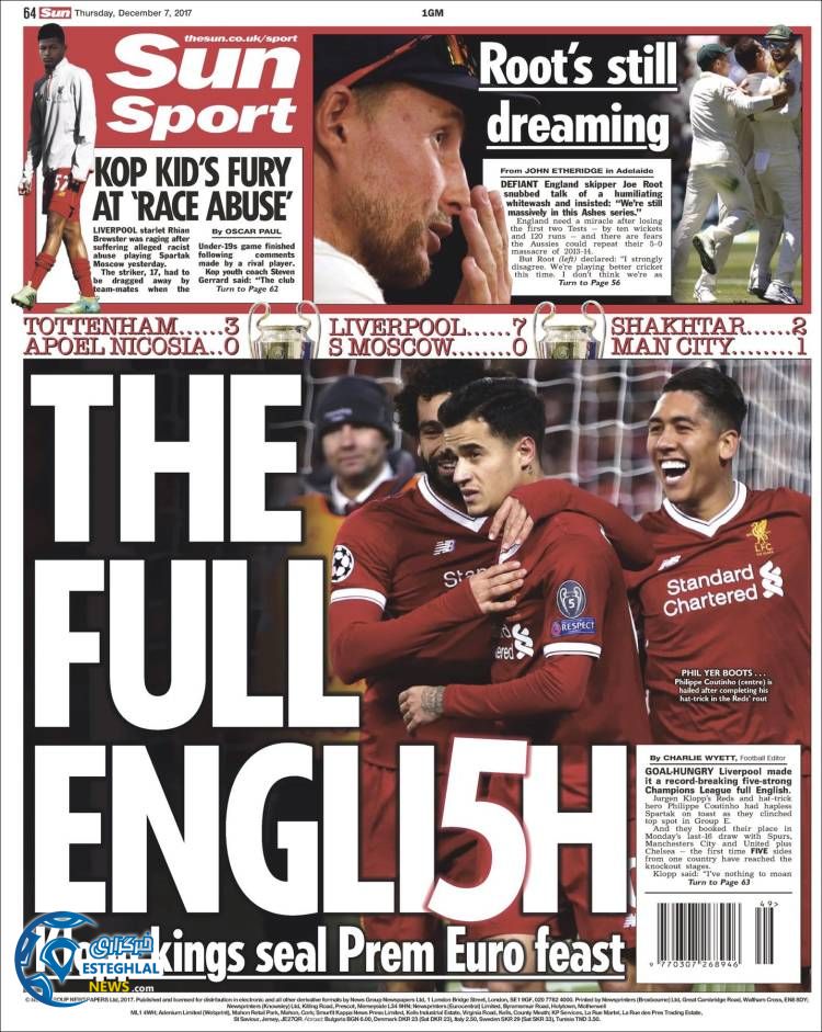 روزنامه ورزشی سان اسپورت پنجشنبه 16 آذر 1396