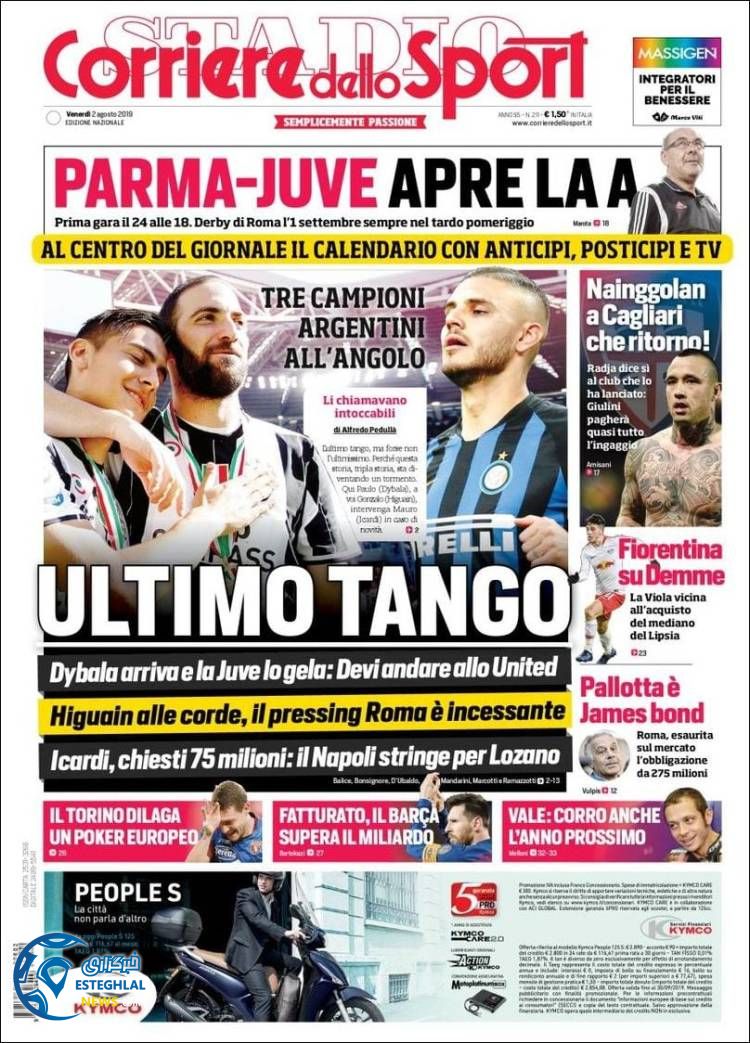 روزنامه ورزشی کوریره دلو اسپورت جمعه 11 مرداد 1398