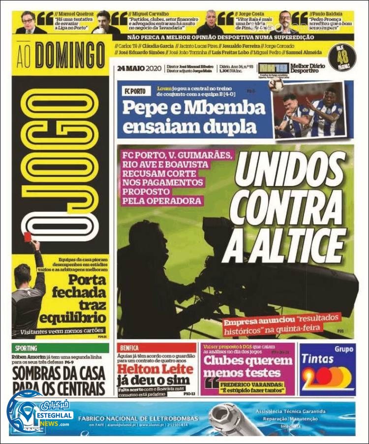 روزنامه ورزشی جوگو یکشنبه 4 خرداد 1399