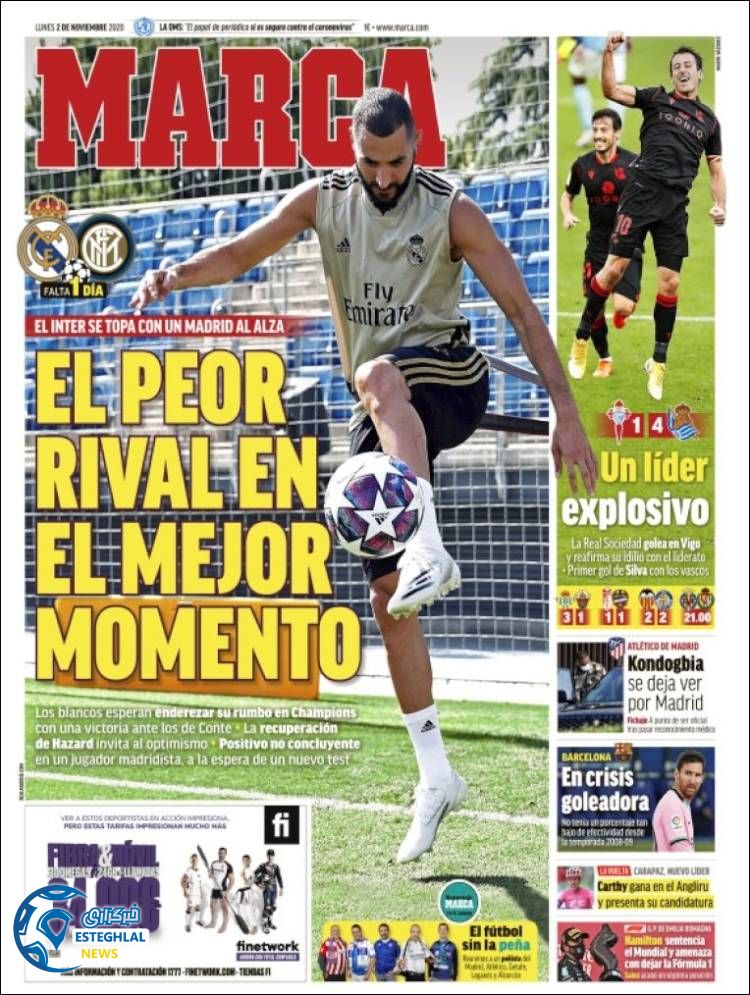 روزنامه ورزشی مارکا دوشنبه 12 آبان 1399