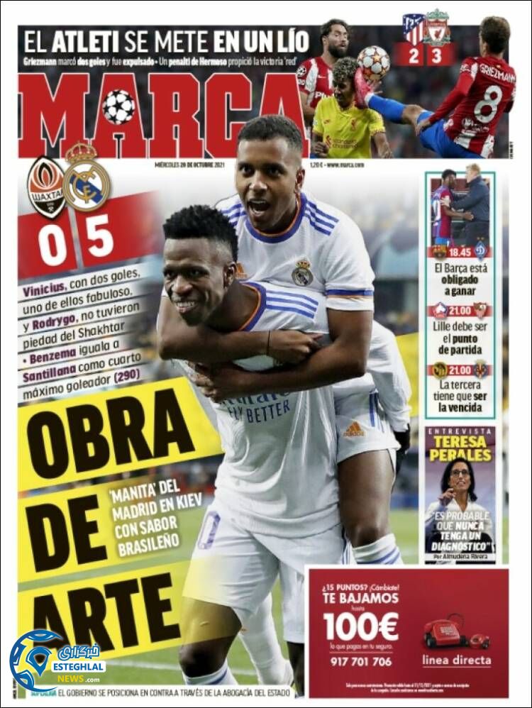 روزنامه ورزشی مارکا چهارشنبه 28 مهر 1400