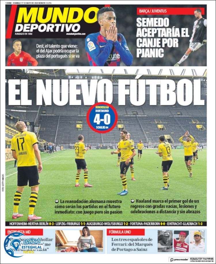 روزنامه ورزشی موندو دپورتیوو یکشنبه 28 اردیبهشت 1399