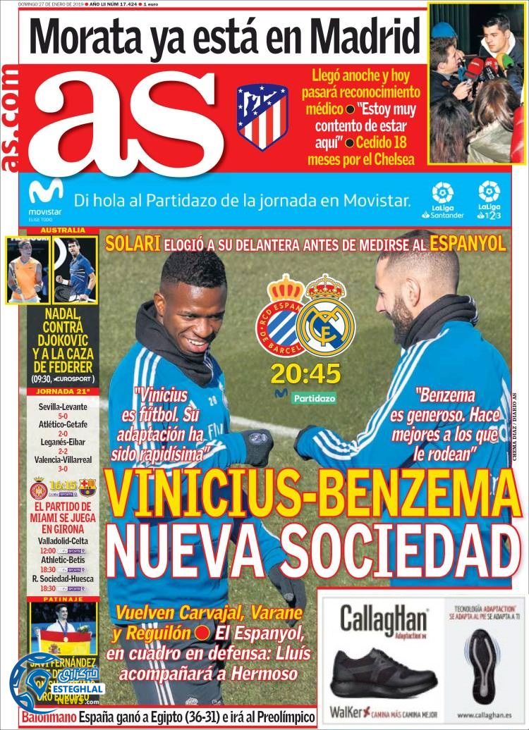 روزنامه ورزشی آ اس یکشنبه 7 بهمن 1397