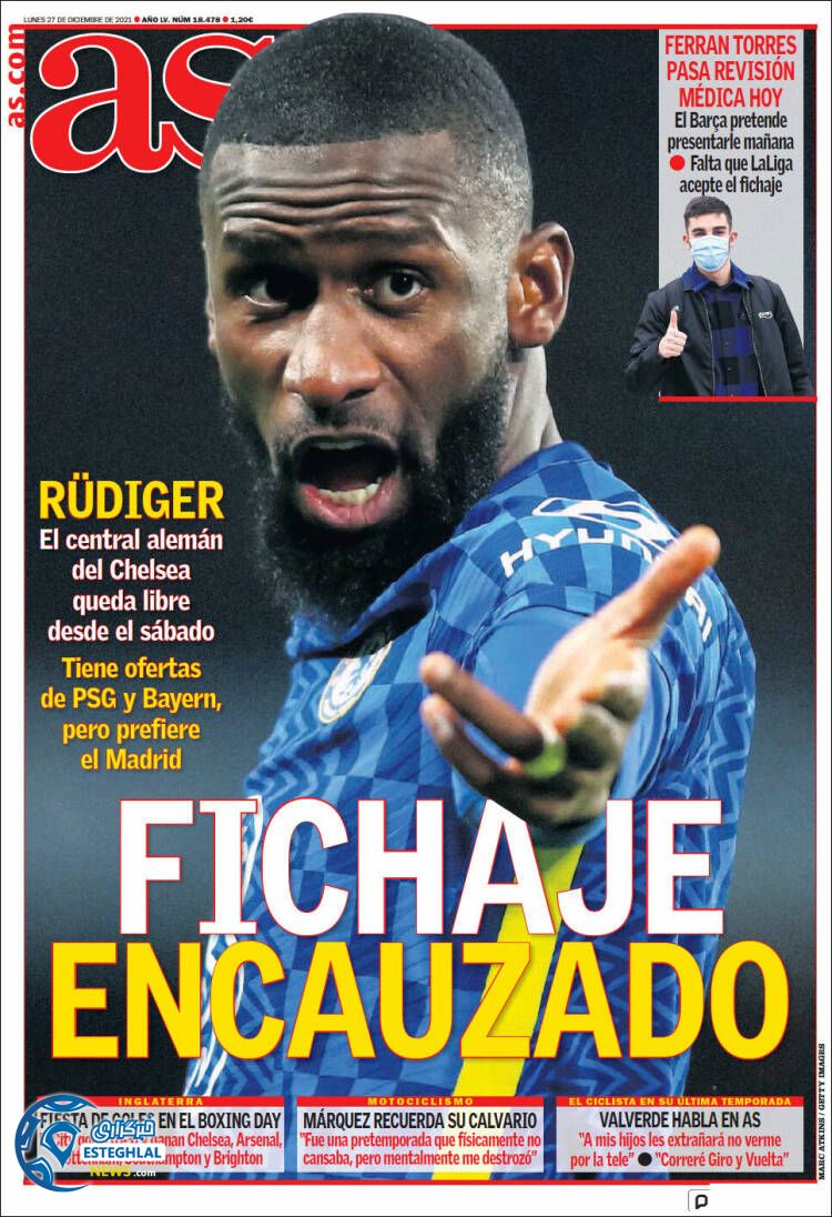 روزنامه ورزشی آ اس دوشنبه 6 دی 1400