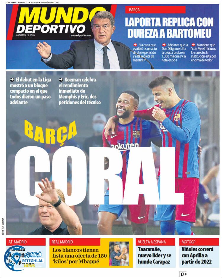 روزنامه ورزشی موندو دپورتیوو سه شنبه 26 مرداد 1400