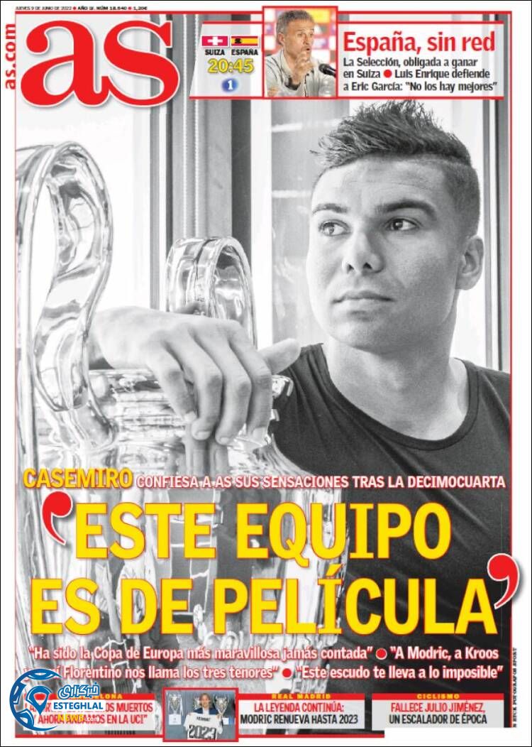 روزنامه ورزشی آ اس پنجشنبه 19 خرداد 1401