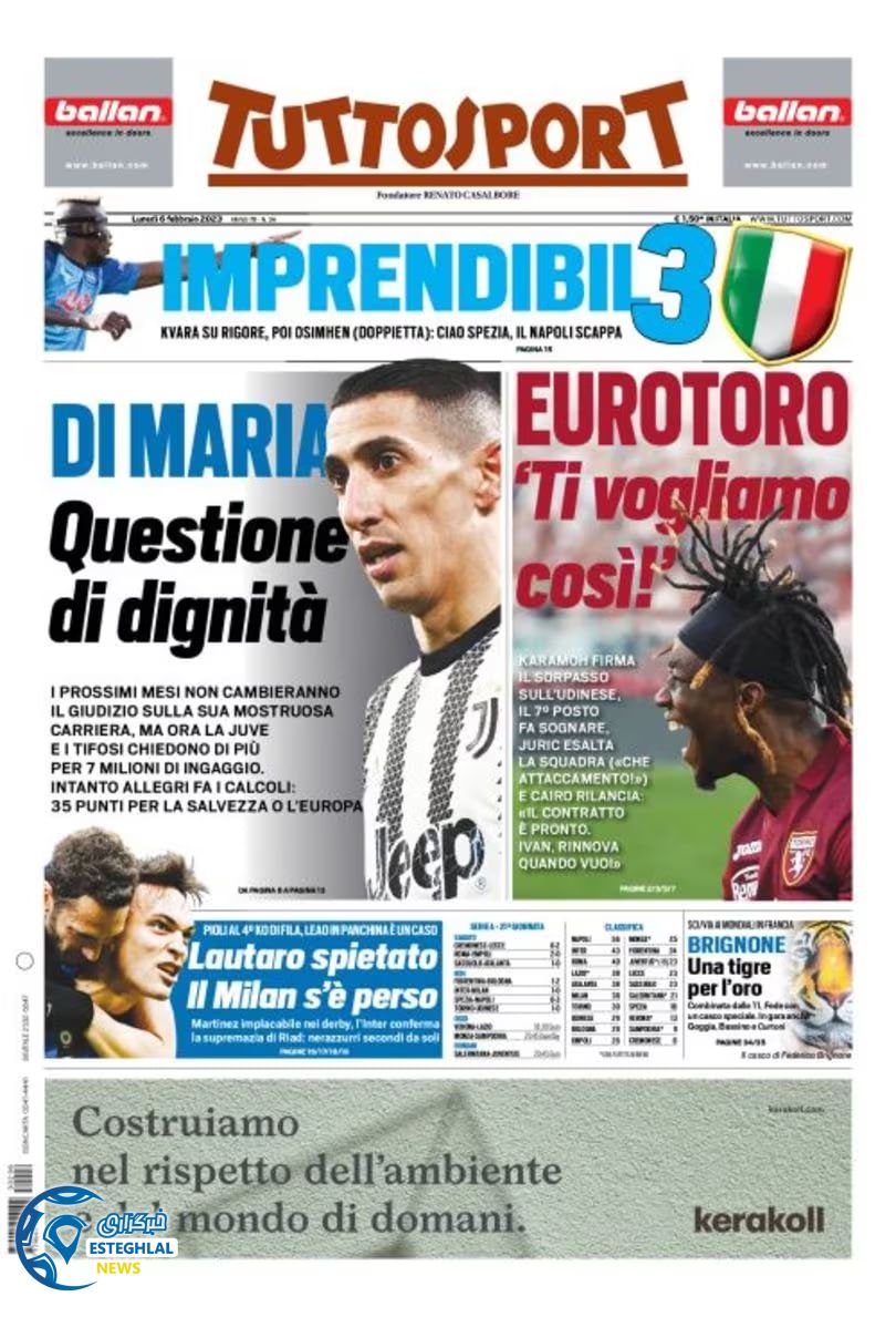 روزنامه ورزشی توتو اسپورت دوشنبه 17 بهمن 1401 