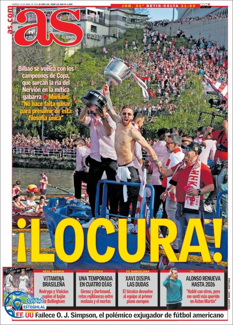 روزنامه ورزشی آ اس جمعه 24 فروردین 1403 