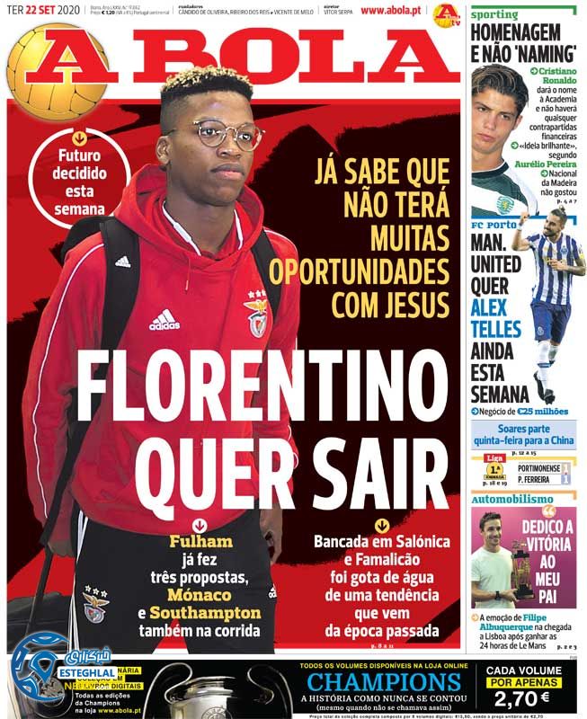 روزنامه ورزشی آبولا سه شنبه 1 مهر 1399