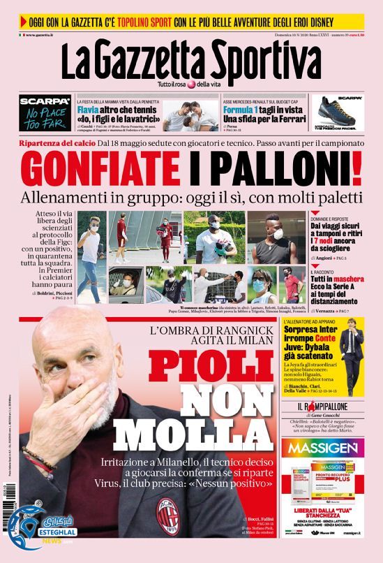 روزنامه ورزشی گاتزتا دلو اسپورت یکشنبه 21 اردیبهشت 1399