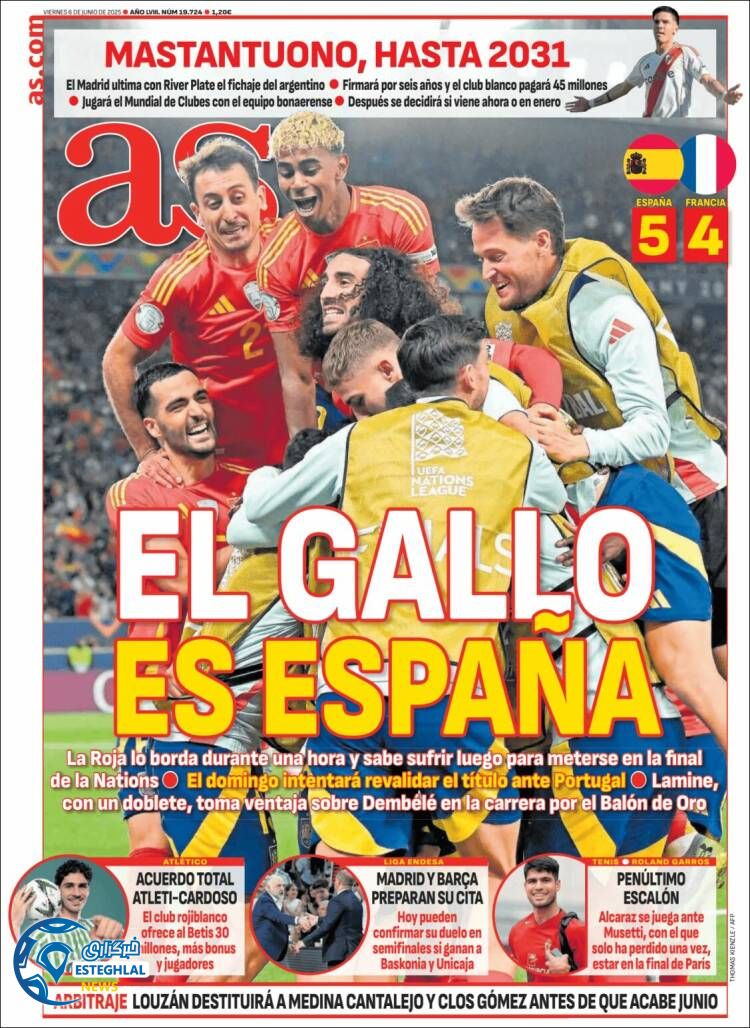 روزنامه ورزشی آ اس جمعه 16 خرداد 1404 