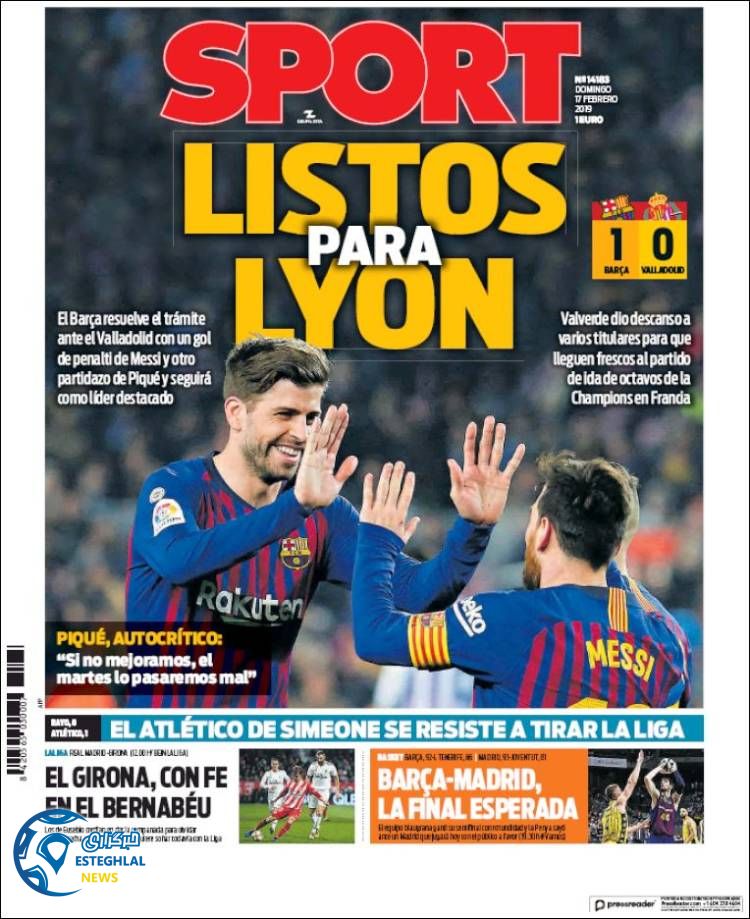 روزنامه ورزشی اسپورت یکشنبه 28 بهمن 1397