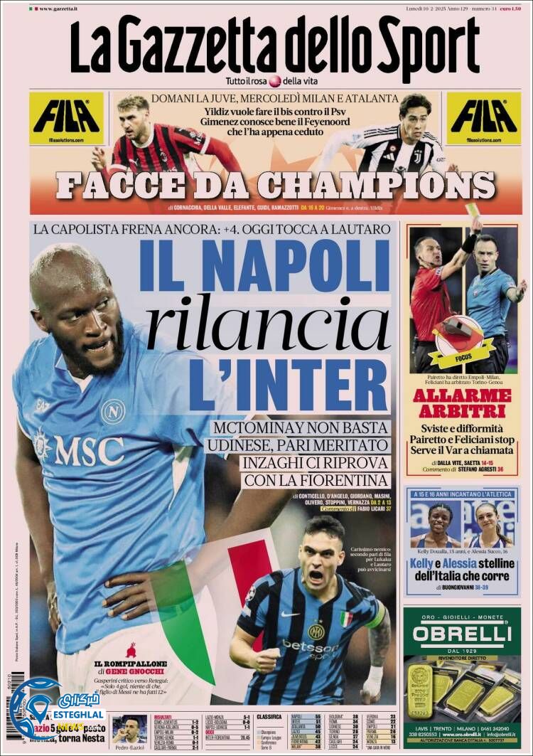 روزنامه ورزشی گاتزتا دلو اسپورت دوشنبه 22 بهمن 1403 