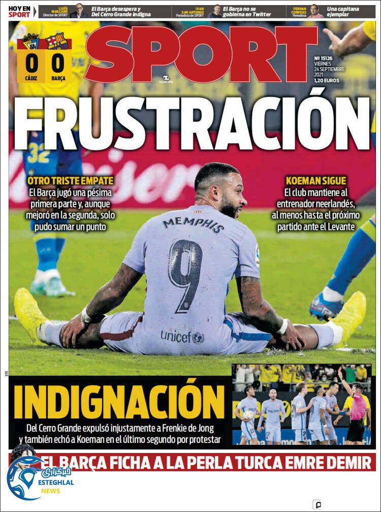 روزنامه ورزشی اسپورت جمعه 2 مهر 1400