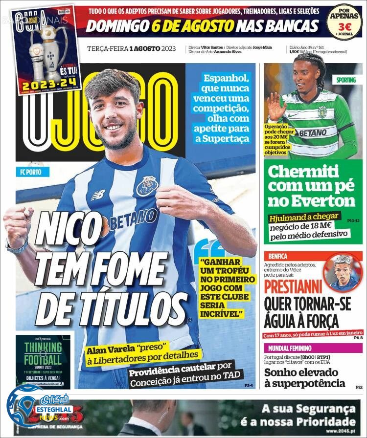 روزنامه ورزشی اوجوگو سه شنبه 10 مرداد 1402 