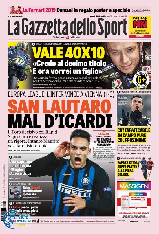 روزنامه ورزشی گاتزتا دلو اسپورت جمعه 26 بهمن 1397