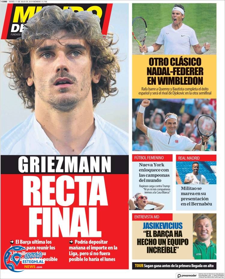 روزنامه ورزشی موندو دپورتیوو پنجشنبه 20 تیر 1398