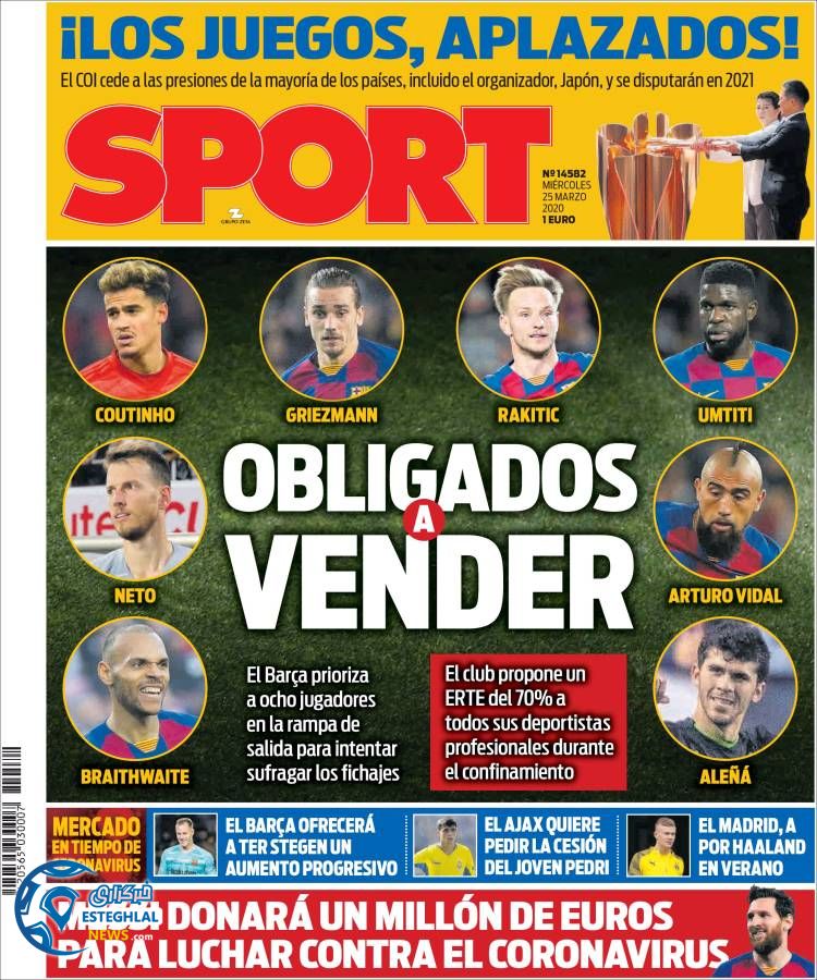 روزنامه ورزشی اسپورت چهارشنبه 6 فروردین 1399