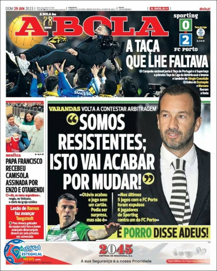 روزنامه ورزشی آبولا یکشنبه 9 بهمن 1401  