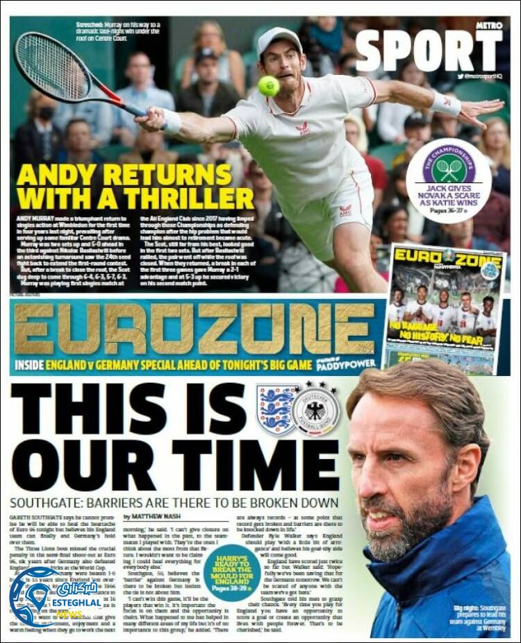 روزنامه ورزشی مترو اسپورت سه شنبه 8 تیر 1400